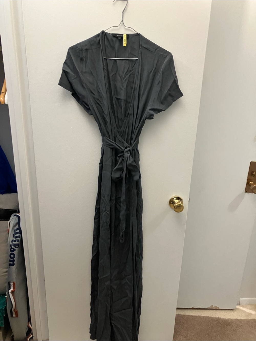 Olivaceous Charcoal Gray Wrap Maxi Dress